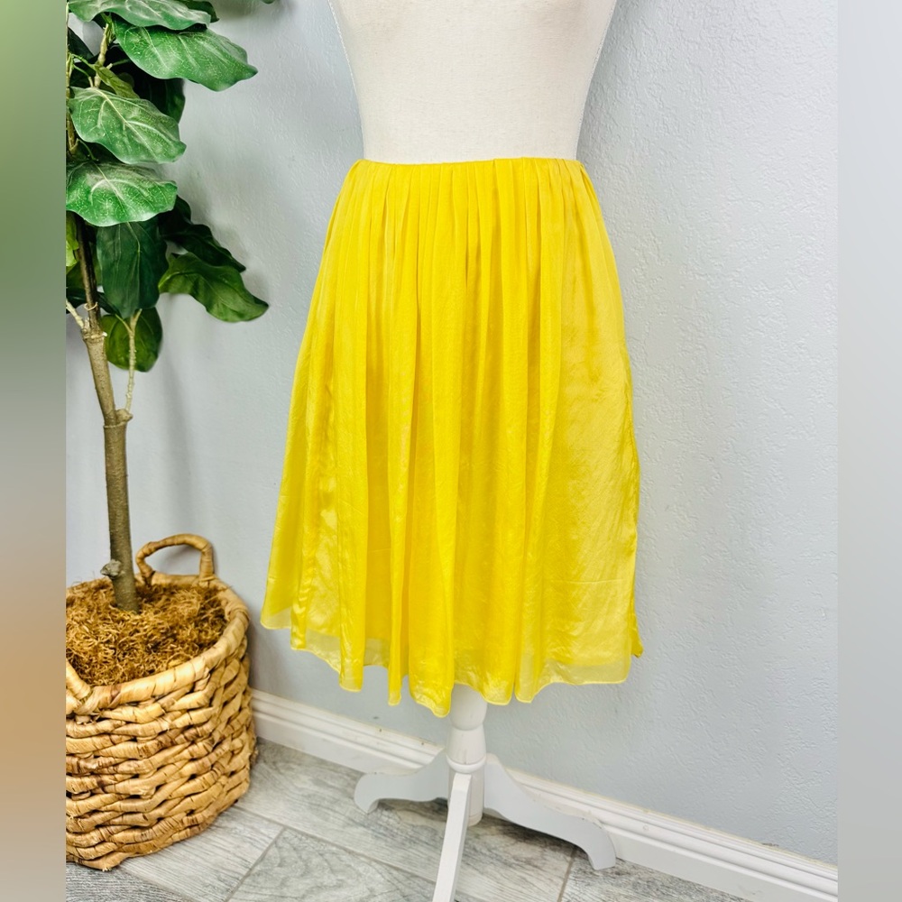 FRAMeWORK Yellow Midi A-Line Pleated Skirt